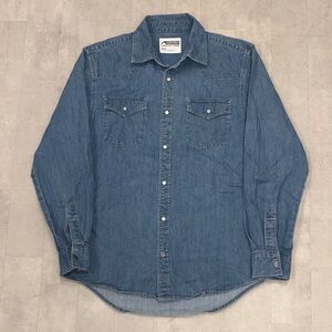 Mountain Khaki Pearl Snap Denim Button Up Shirt